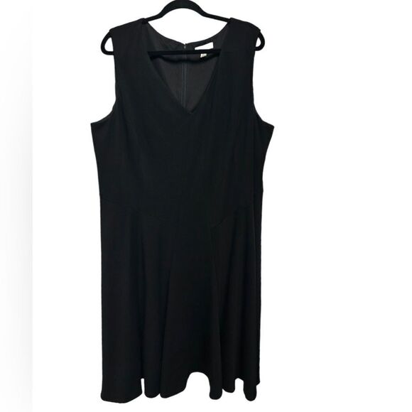 NWT Coldwater Creek Solid Black Sleeveless Vneck Mini Dress Circle Skater Dress - Picture 1 of 6